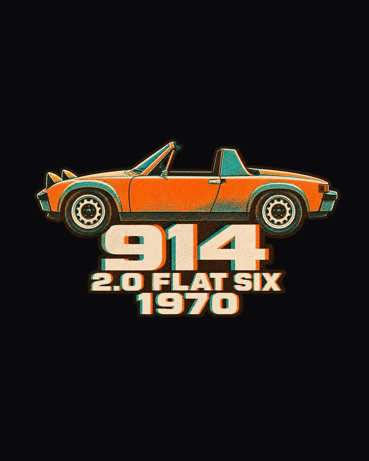 Porsche 914/6 Two-Colour Risograph Shirt, 2.0 Flat Six 1970 design only