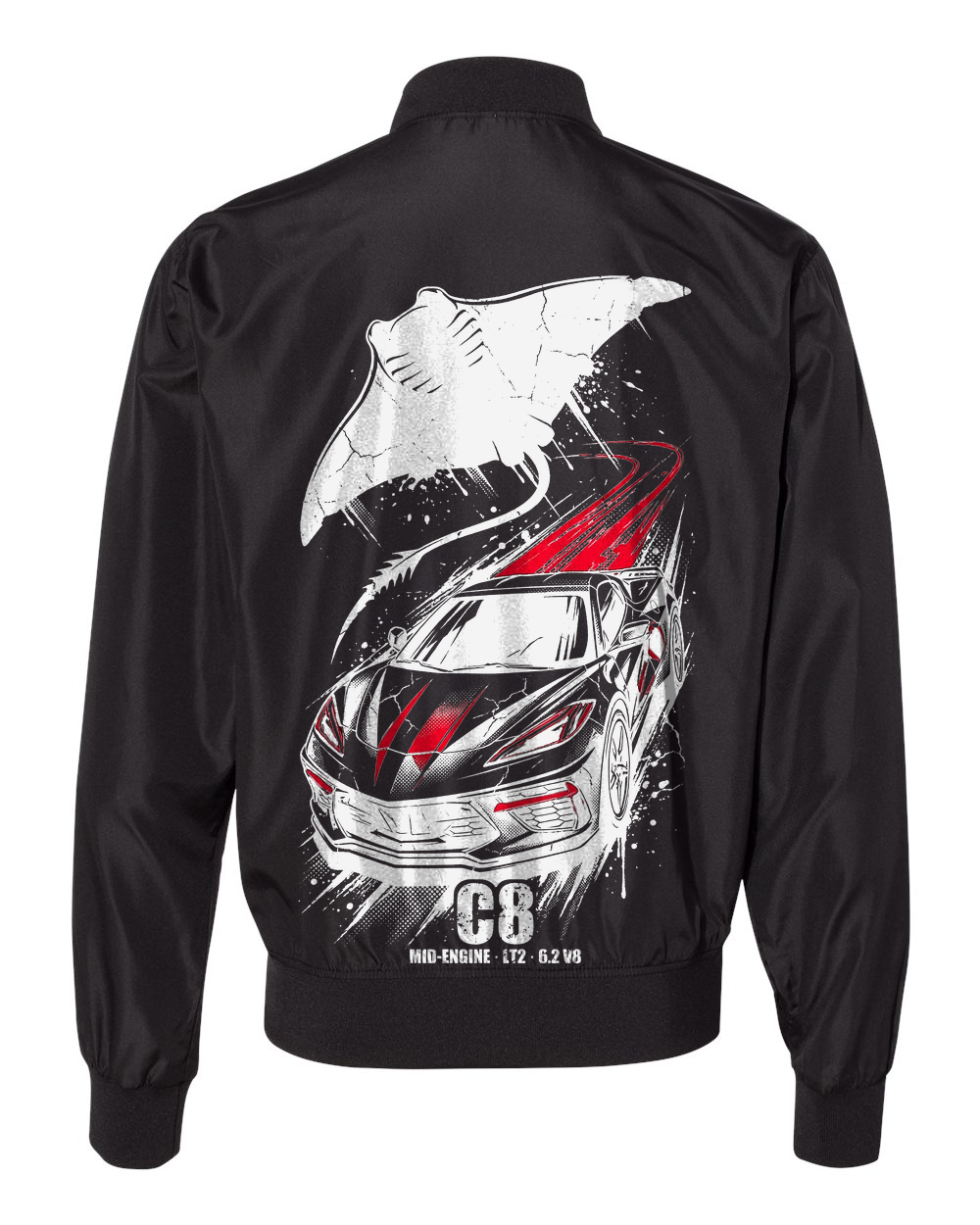 C8 Corvette Manta Bomber Jacket — Black back