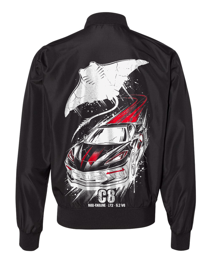 C8 Corvette Manta Bomber Jacket — Black back