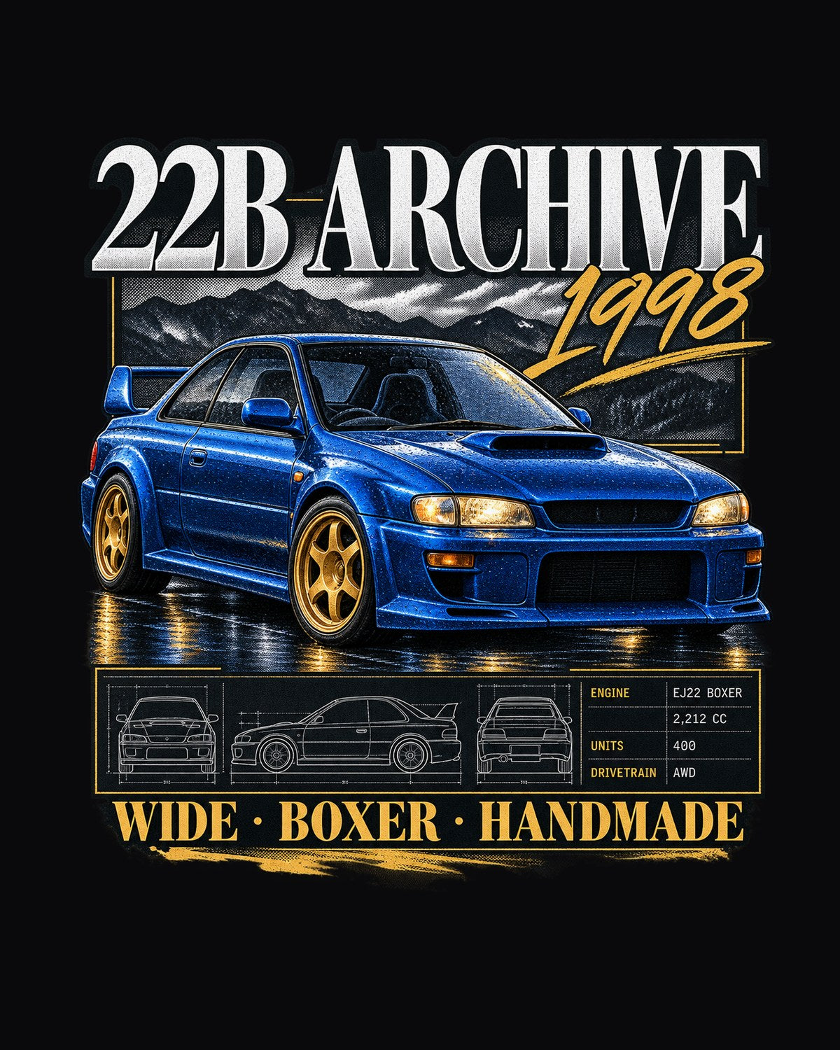 Subaru Impreza 22B STi GC8 1998 Archive Panel Shirt design only