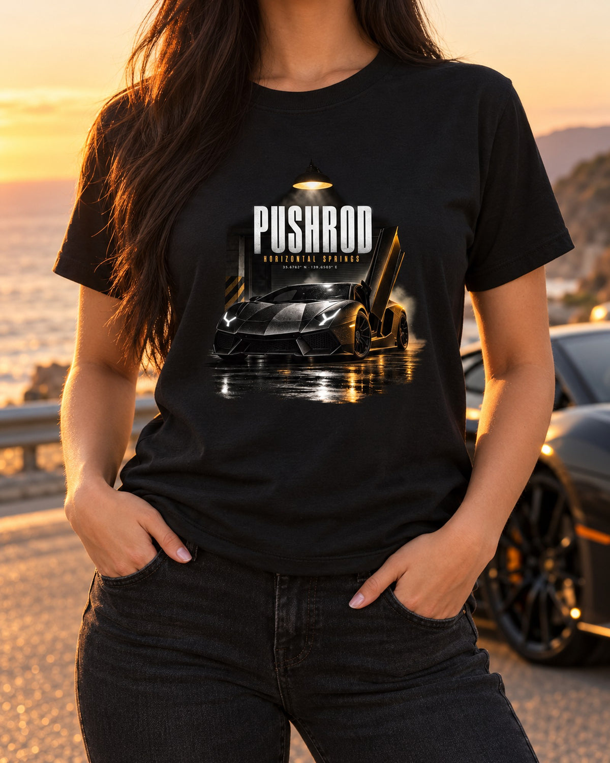 Aventador S LP740-4 Horizontal Springs Garage Night Shirt T-Shirt Black worn hero