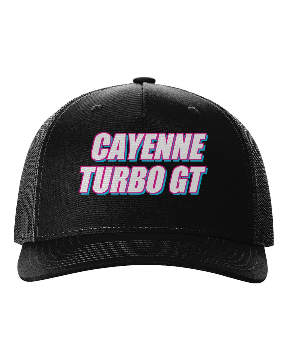 black hat front view with car name