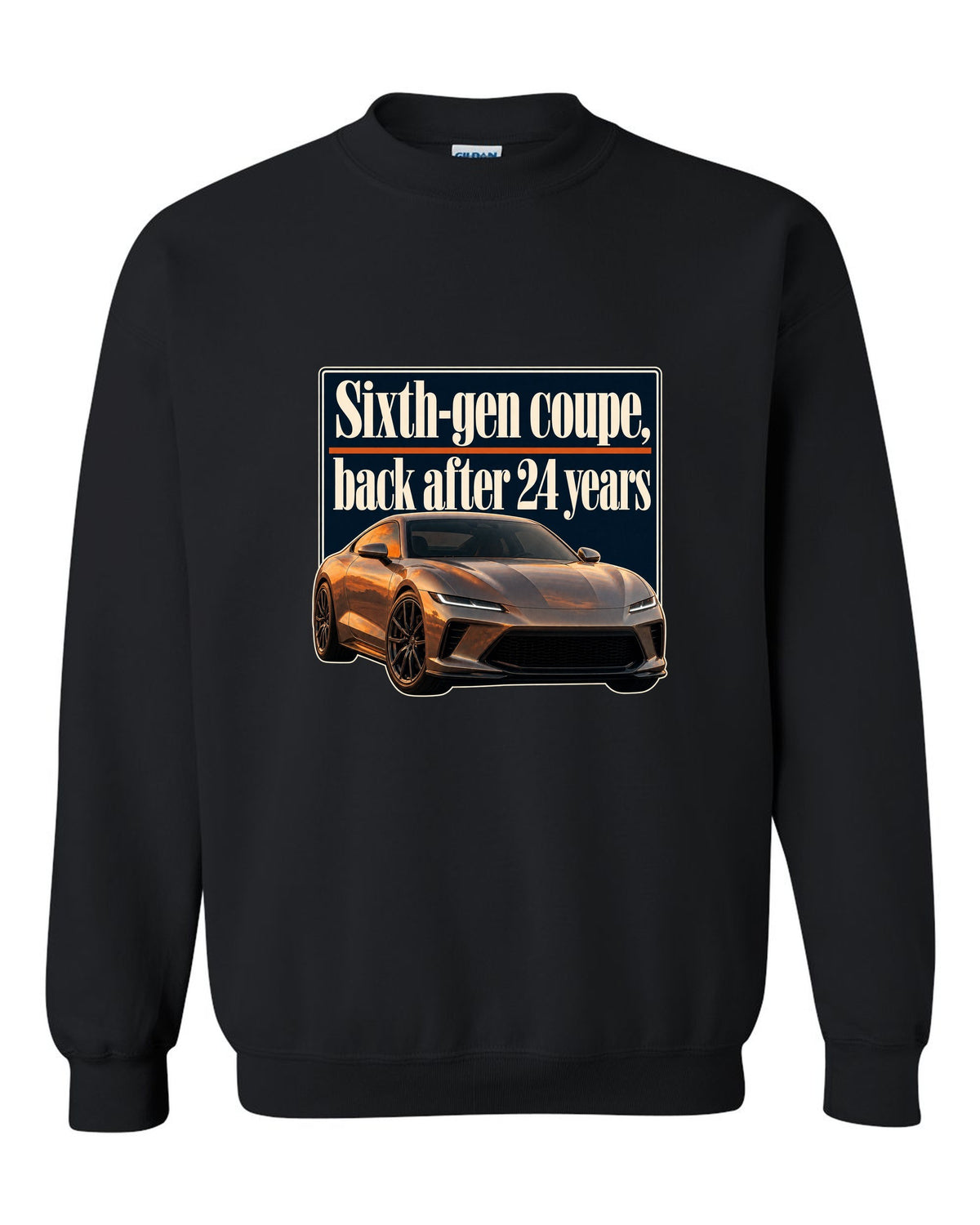 Honda Prelude 2026 sixth-gen editorial headline print black crewneck front view with the design