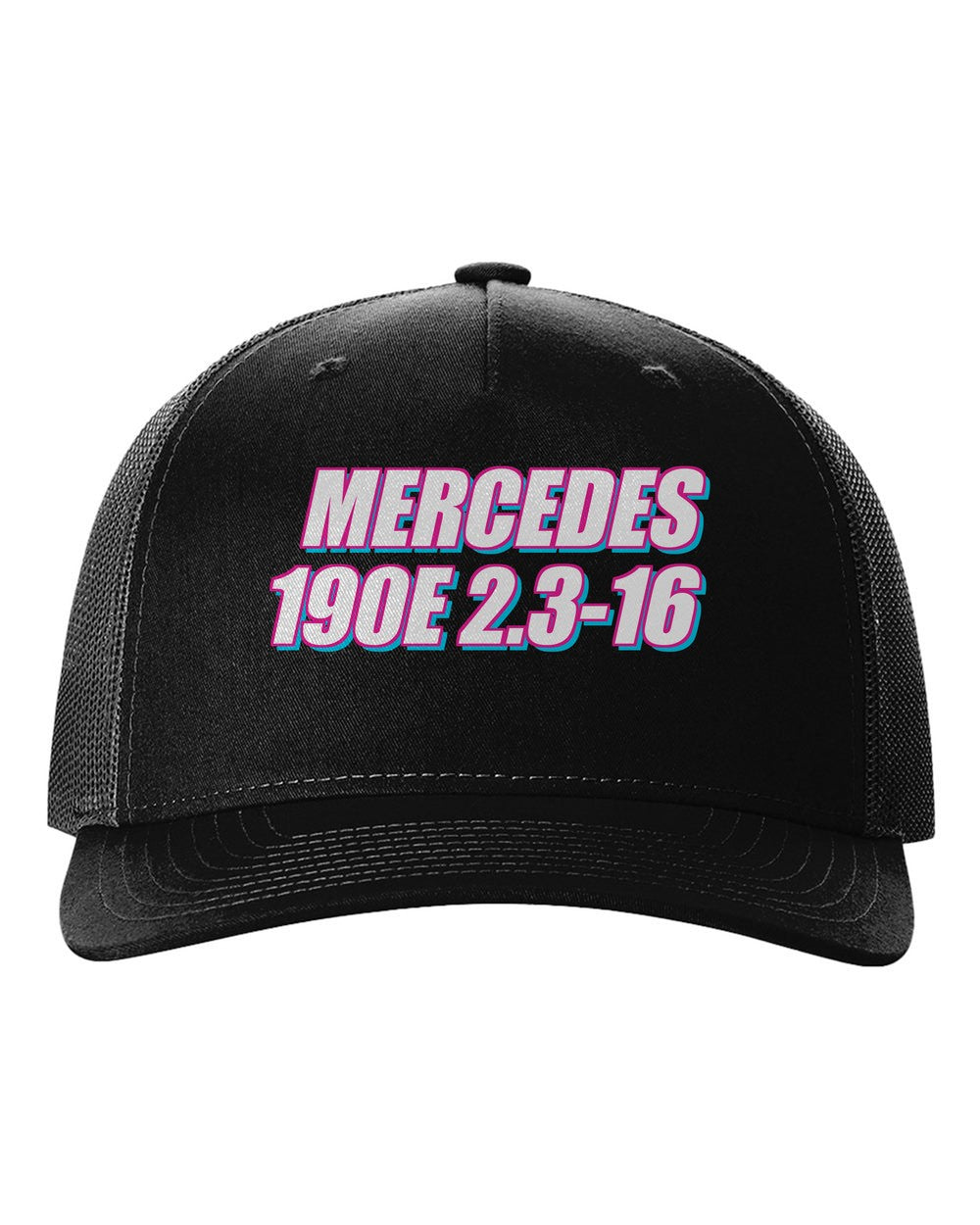 black hat front view with car name