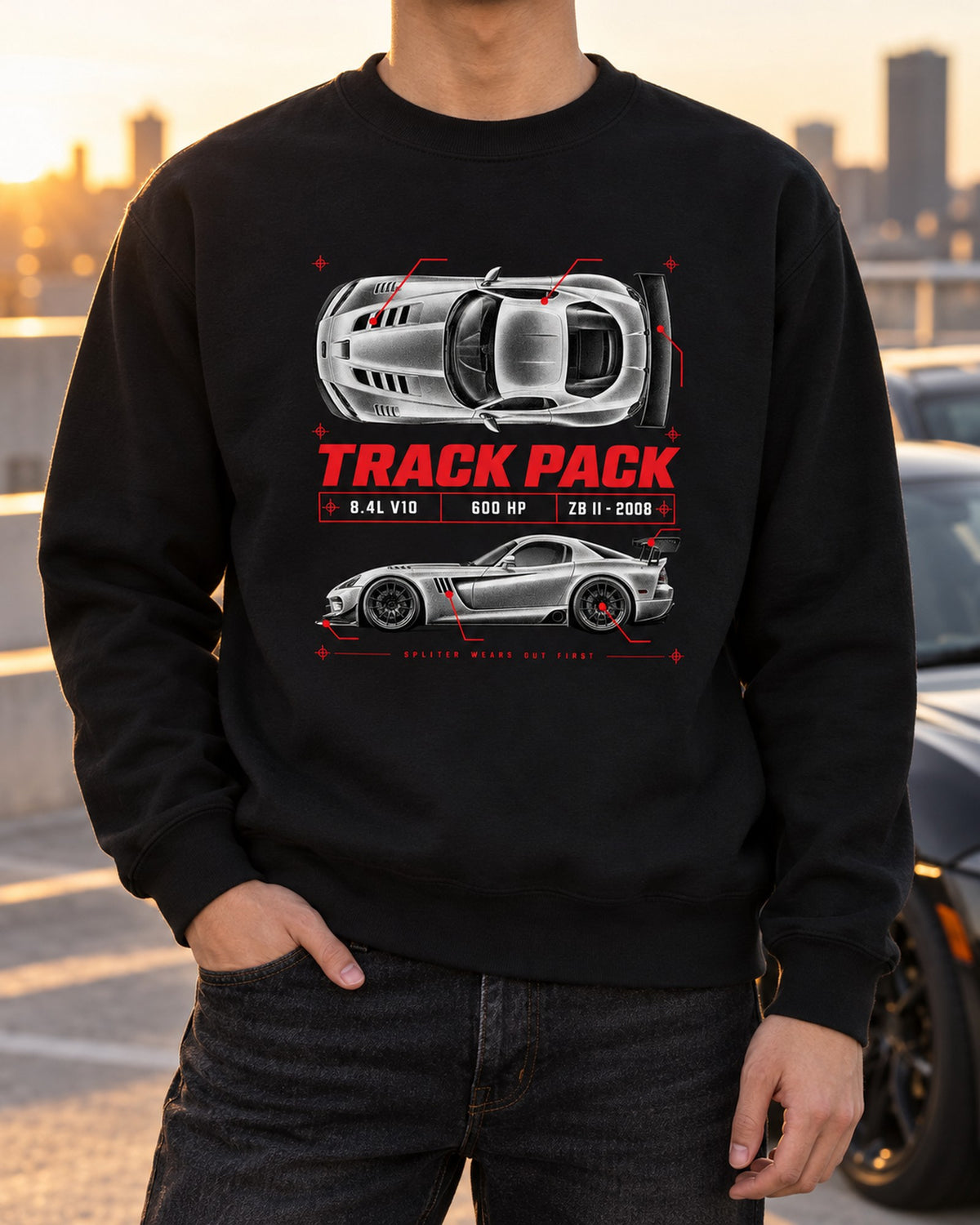 2008 Dodge Viper ACR ZB II Track Pack Spec Poster Shirt Crewneck Black worn hero