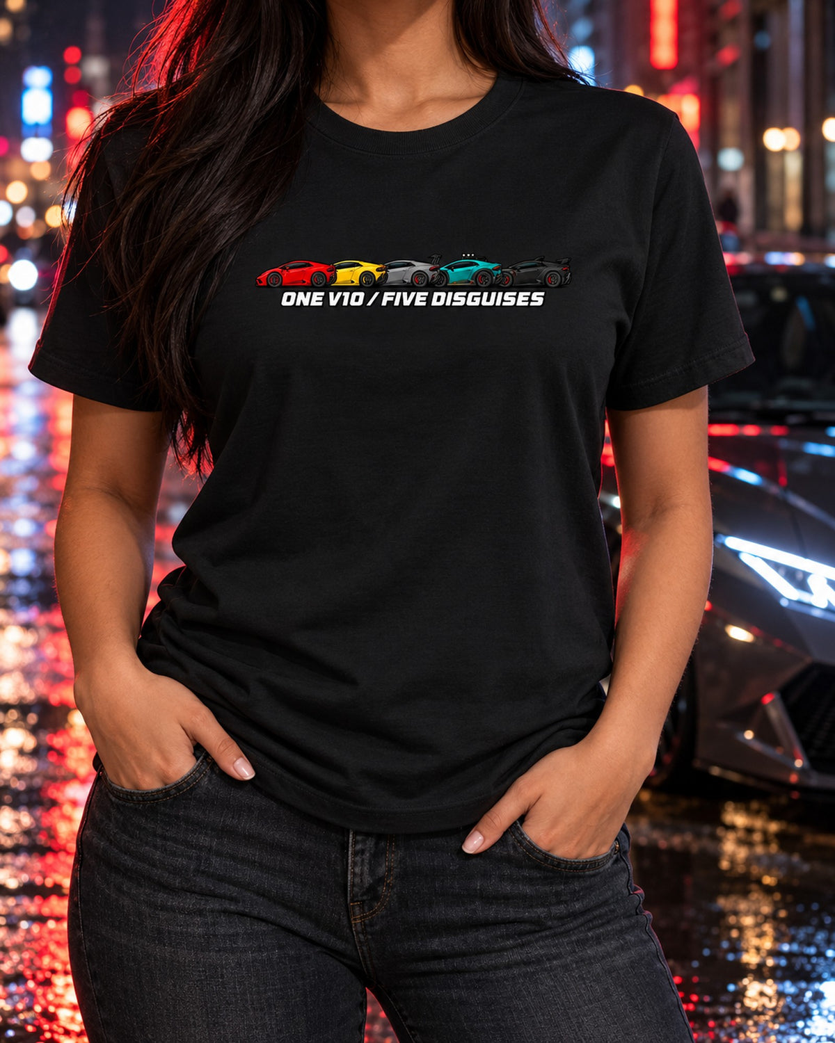 Lamborghini Huracan LP610-4 Variants Lineup Shirt, One V10 T-Shirt Black worn hero