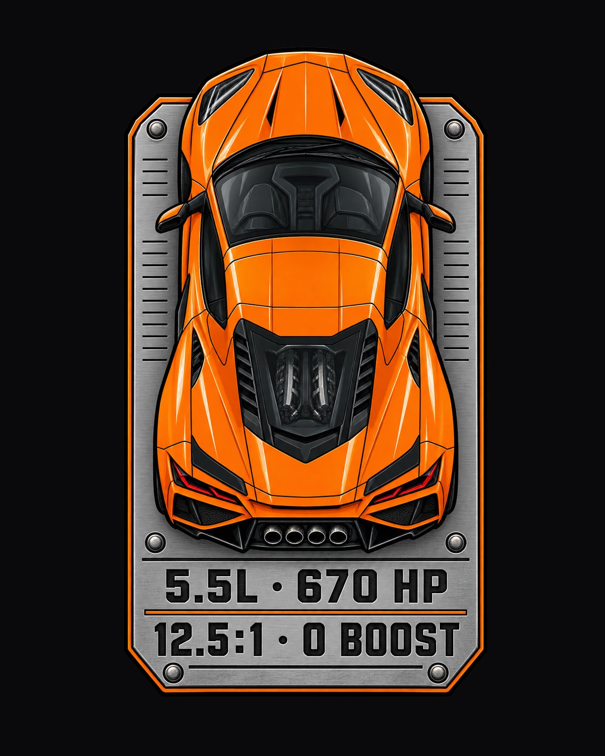 Chrome Lightning 2025 Corvette ZR1 C8 80s Airbrush Car Tee design only
