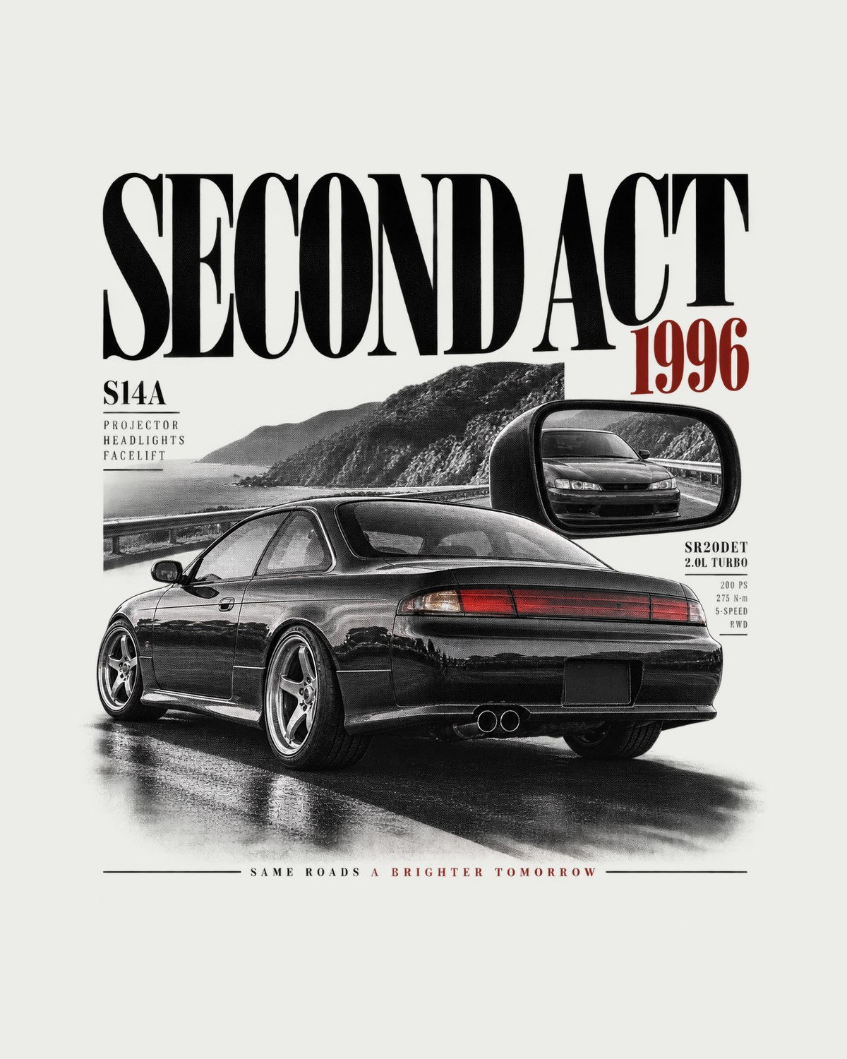 Nissan Silvia S14A Kouki Second Act Editorial Shirt, 1996 design only