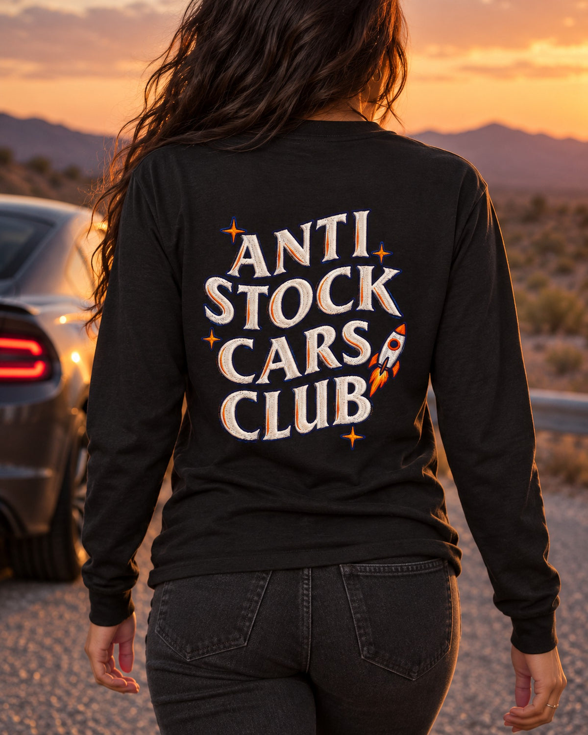 Anti Stock Cars Club Space Mission Patch Shirt, Hoodie & More Long Sleeve Black worn hero