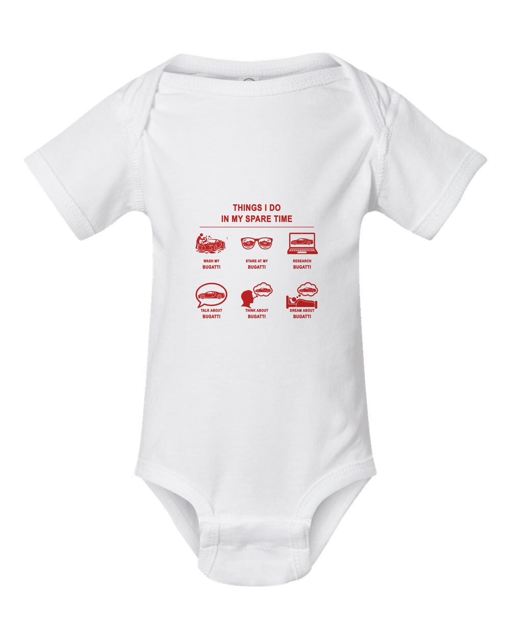 Bugatti Things I Do Baby Onesie White front