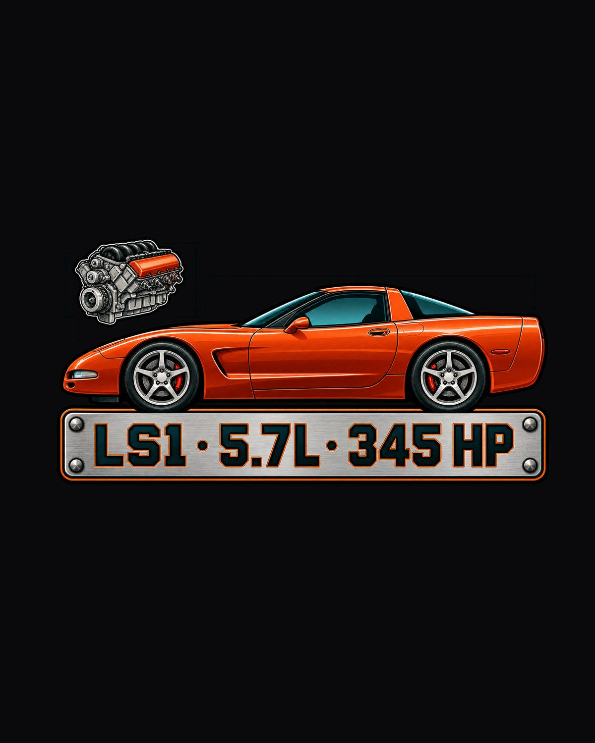 Chevrolet Corvette C5 LS1 Spec Plate Shirt, Car Guy Gift design only