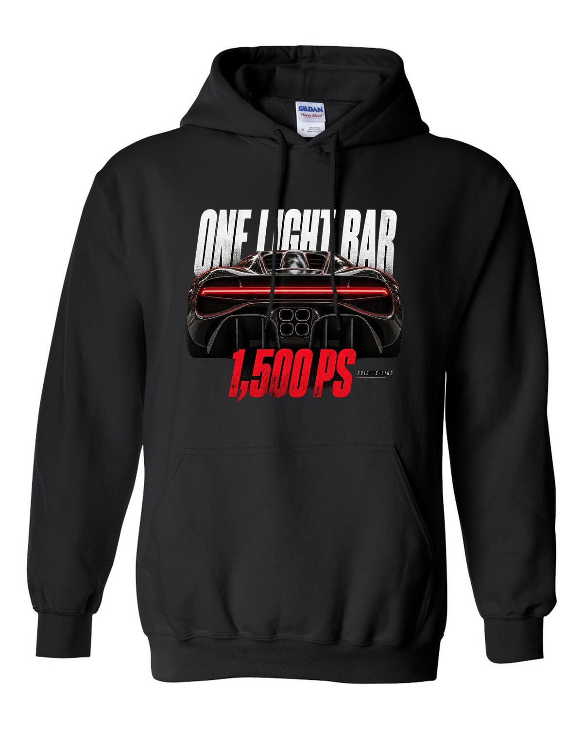 Bugatti Chiron 2016 light bar taillight macro black pull over hoodie front view with the design