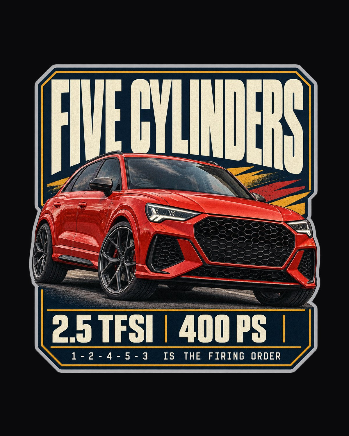 Audi RS Q3 F3 Editorial Tee, Five Cylinders 2.5 TFSI 400 PS design only