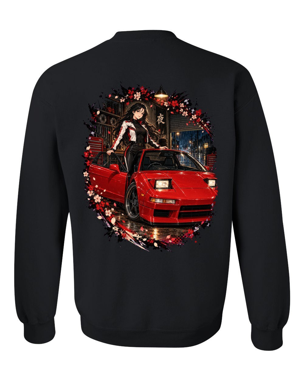 Honda NSX NA1 Anime Girl Crewneck Black back