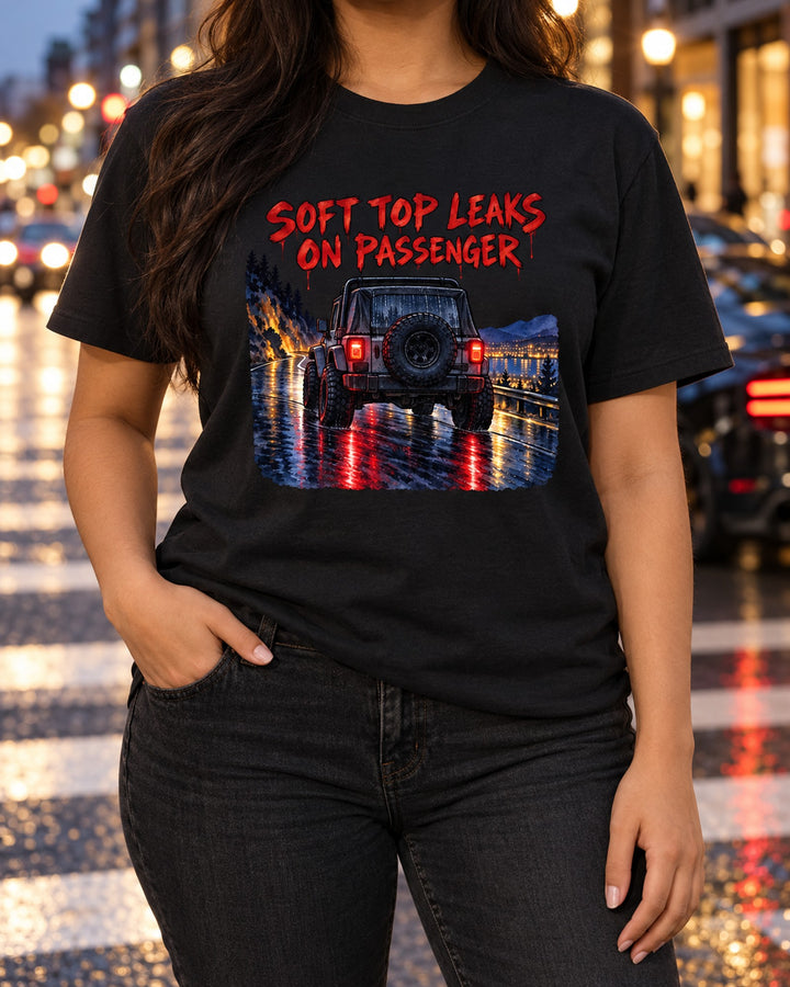 Jeep Wrangler YJ Rainy Night Taillights Watercolour Tee T-Shirt Black worn hero