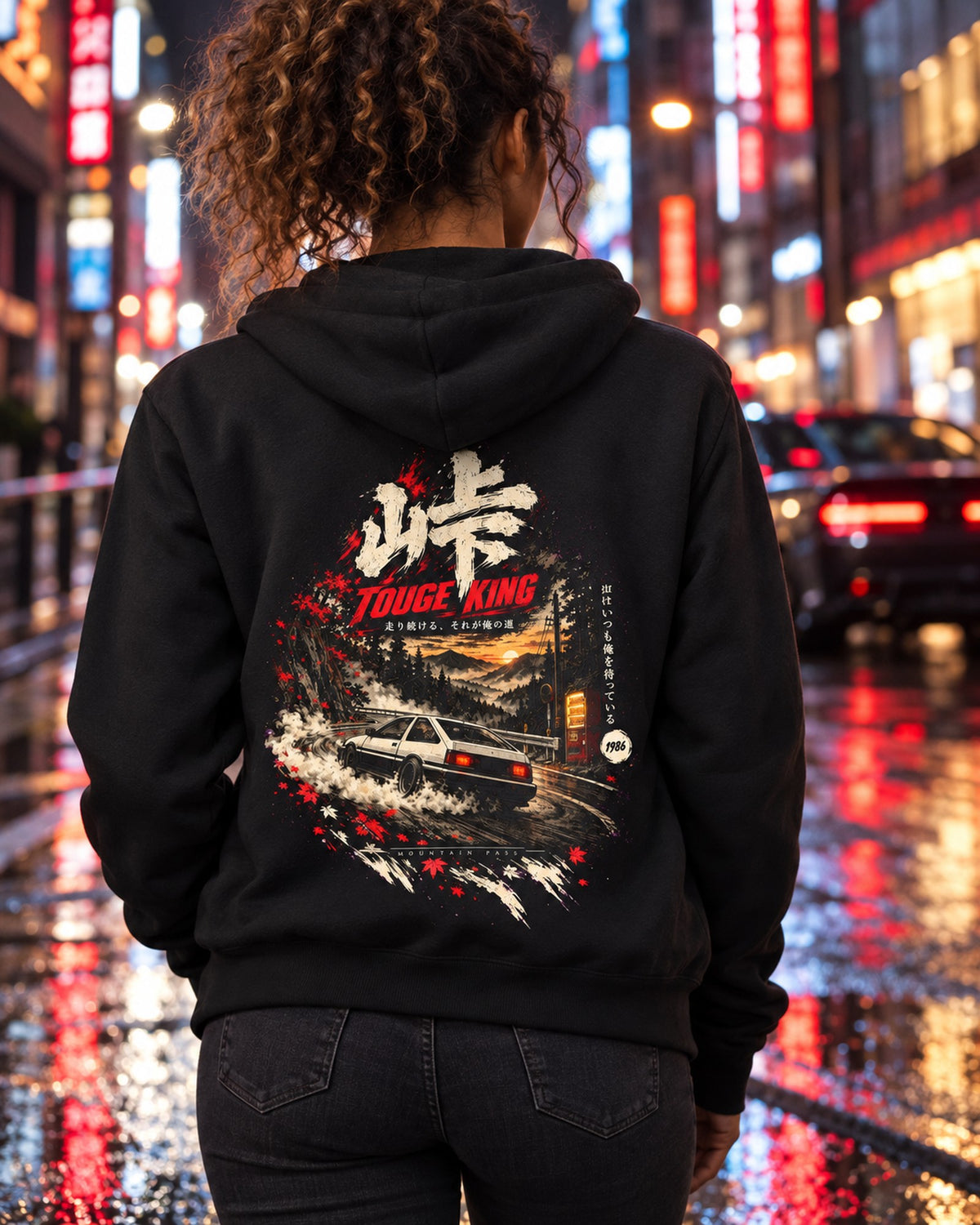 Toyota AE86 Touge King Shirt, Hoodie & More Zip Hoodie Black worn hero