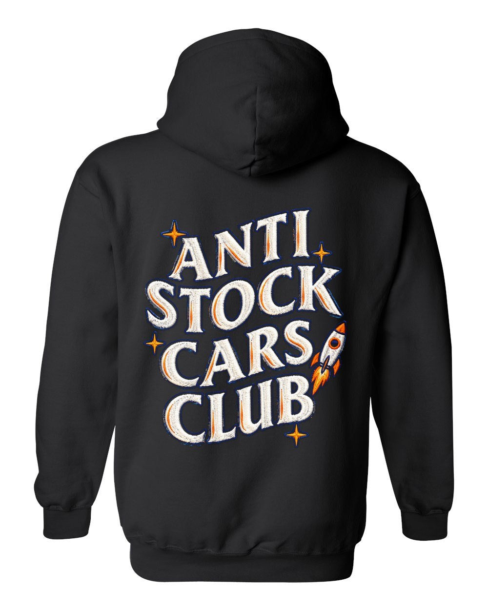 Anti Stock Cars Club Space Mission Patch Pull Over Hoodie Black back