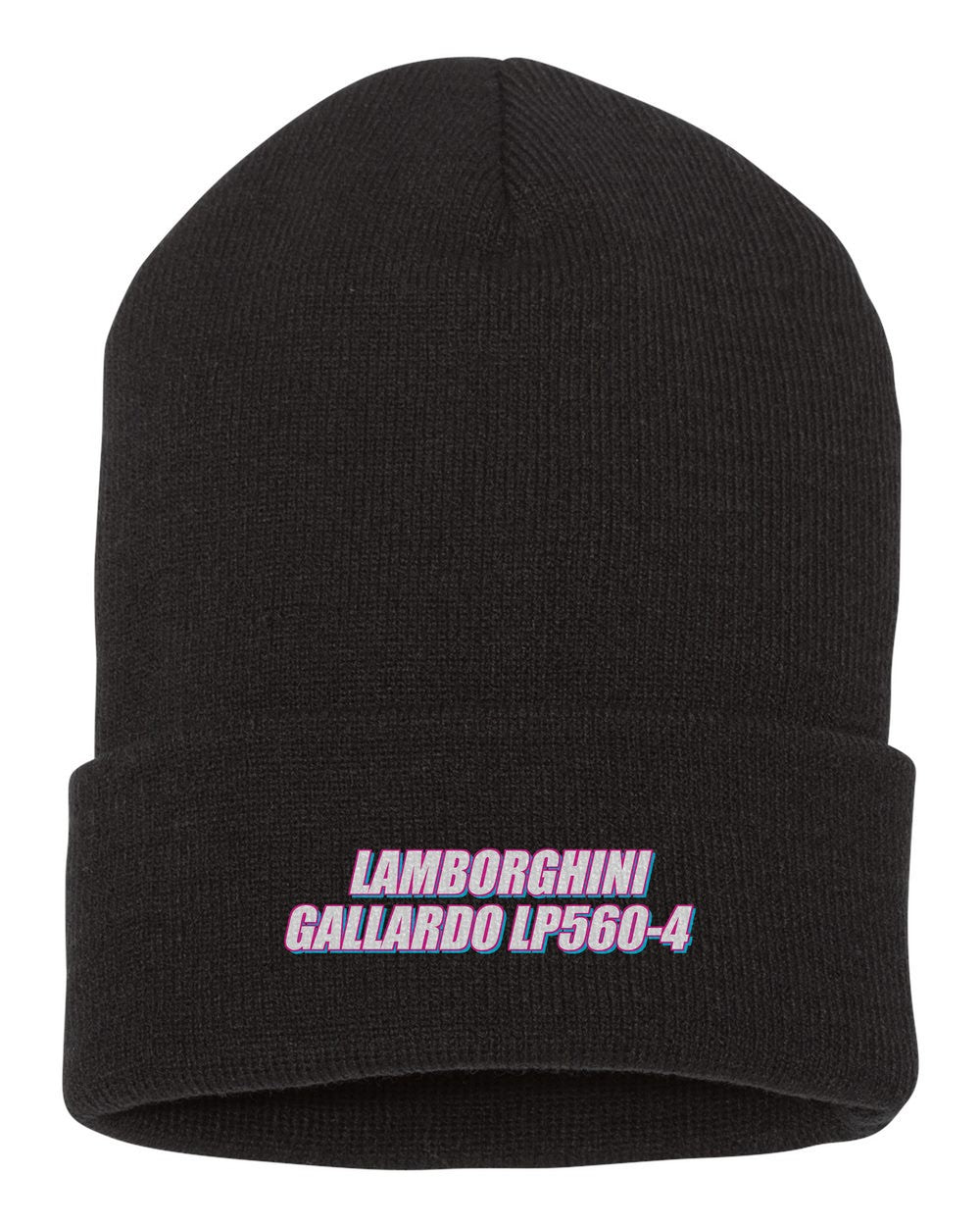 Lamborghini Gallardo Lp560-4 black beanie front view with car name