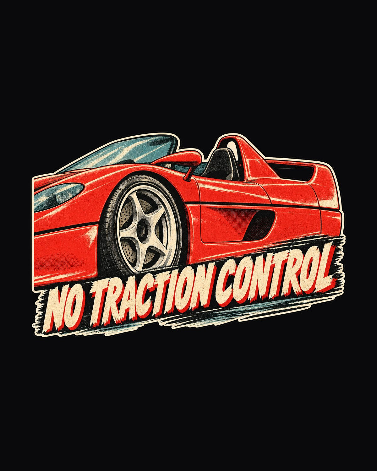 Ferrari F50 Showa Era Shoulder Scoop Ad Tee, No Traction Control design only