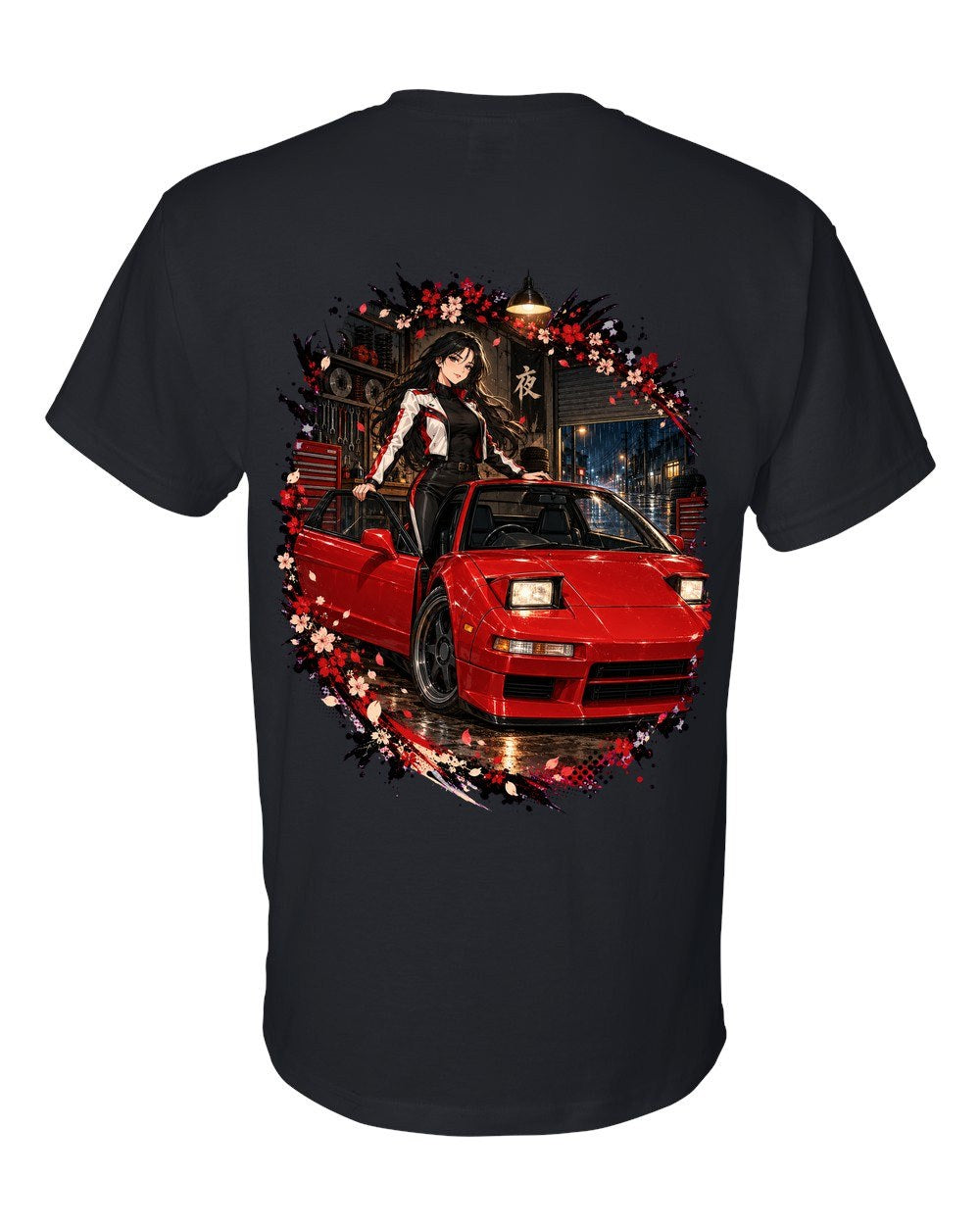 Honda NSX NA1 Anime Girl T-Shirt Black back