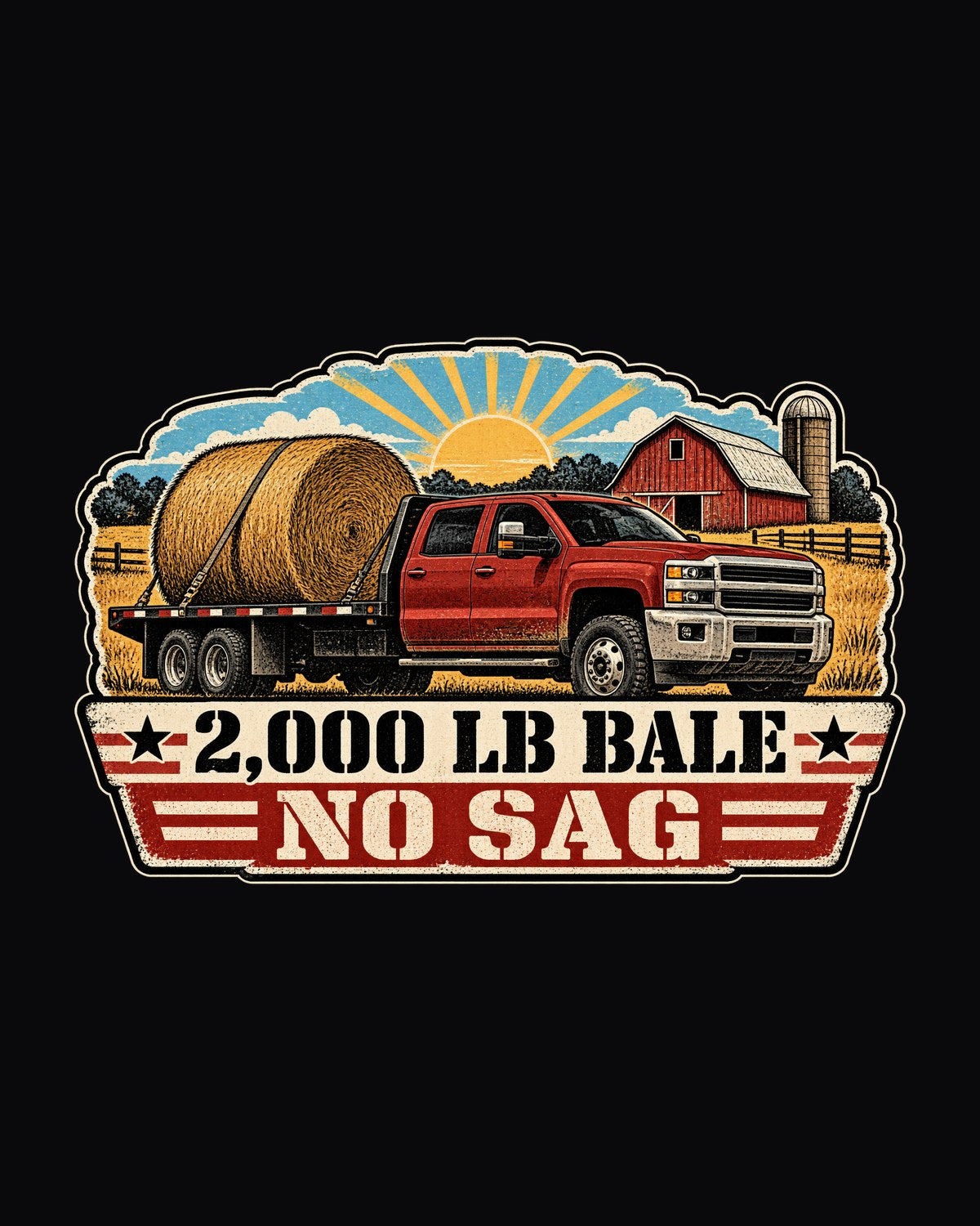 Ram 3500 6.7 Cummins Round Bale Hauler Distressed Americana Tee design only