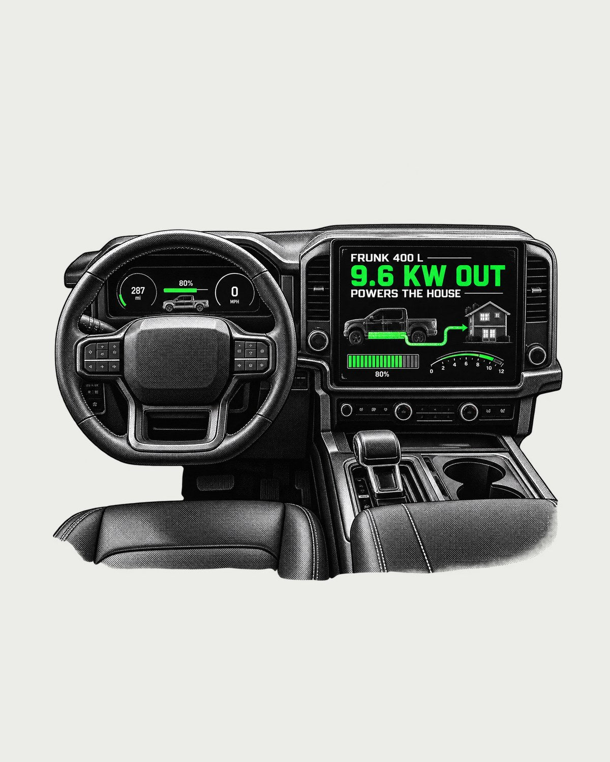 F-150 Lightning Frunk and Screen Cockpit Shirt, Ford EV Tee design only