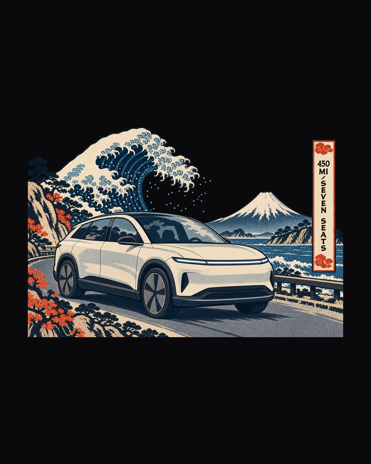Lucid Gravity Ukiyo-e Woodblock Shirt, Seven Seat SUV Tee design only