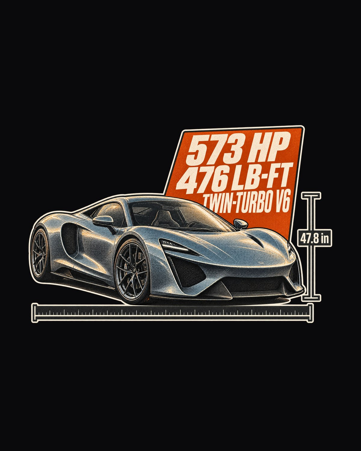 Acura NSX NC1 Halftone Statement Shirt, 573 HP Twin-Turbo design only
