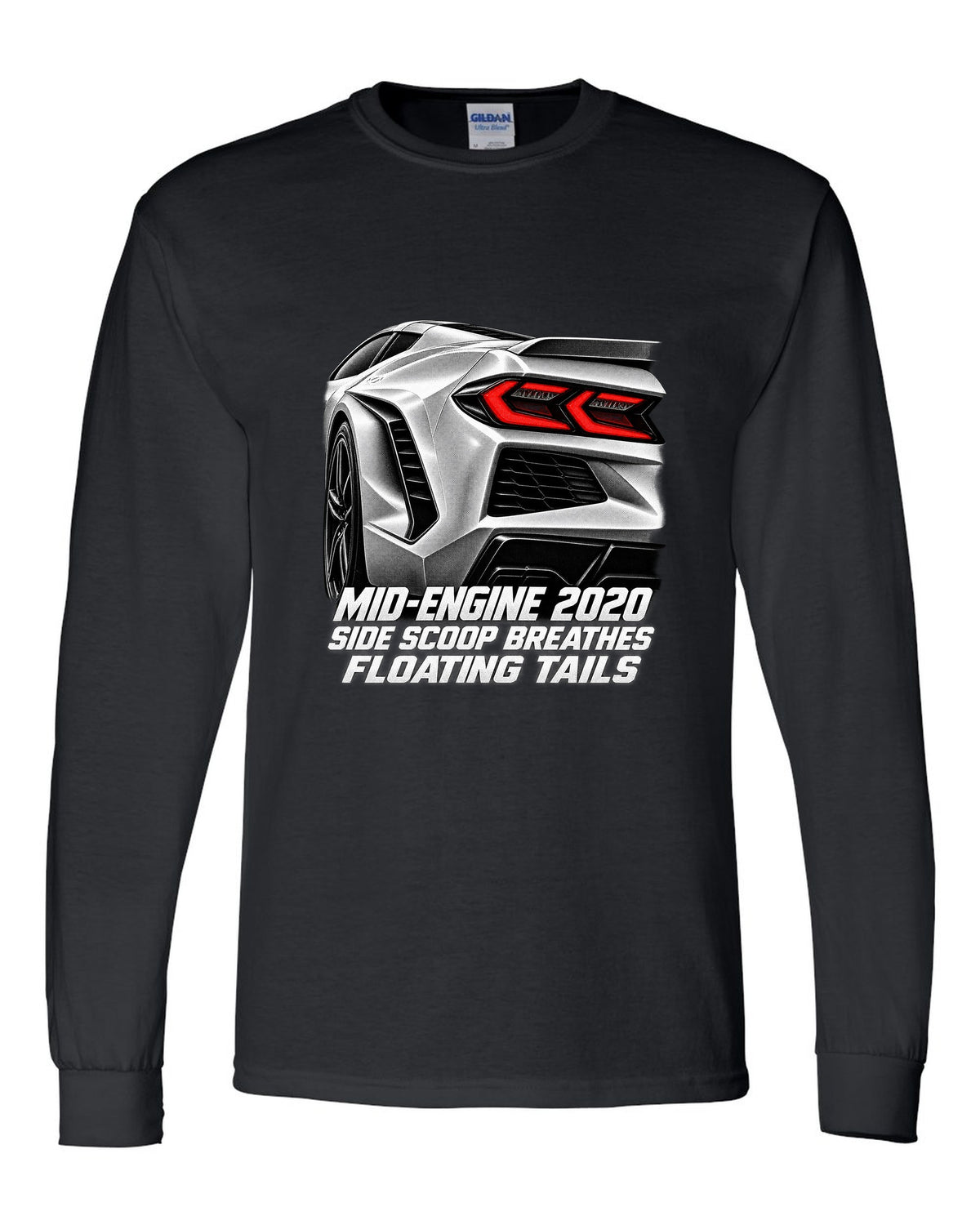 Corvette C8 Stingray 2020 Side Intake Taillight Detail black long sleeve front view with the design
