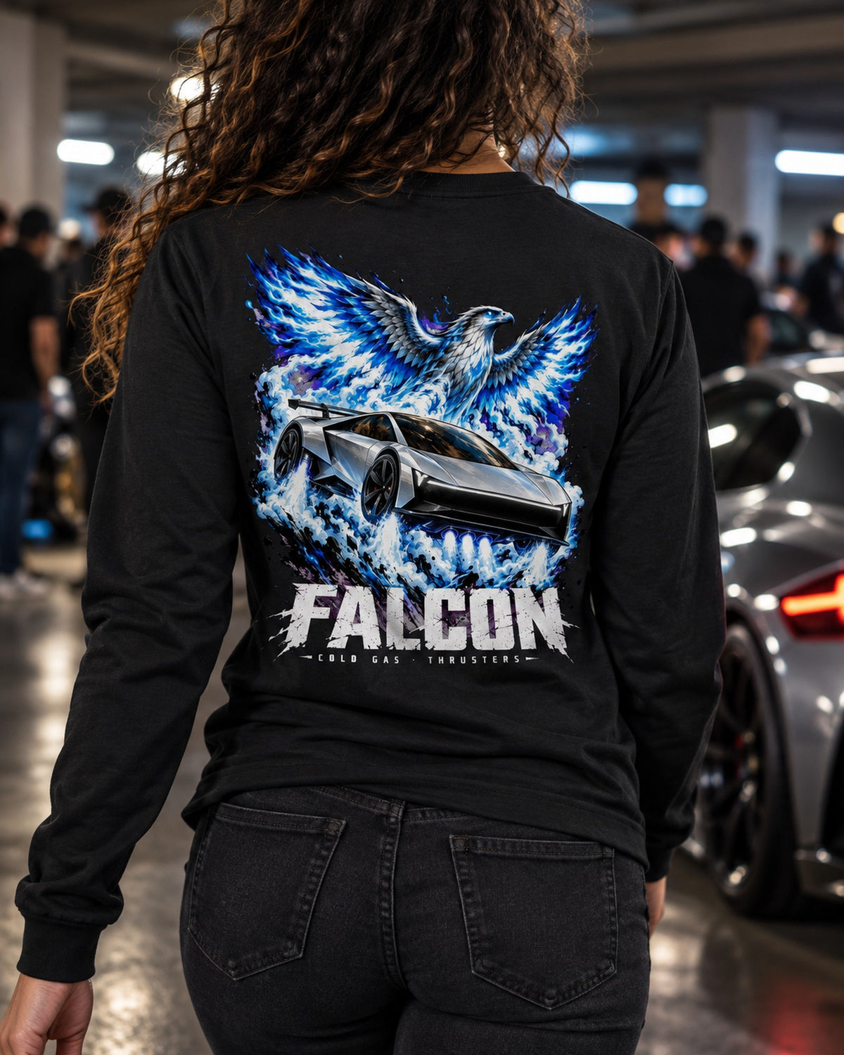 Tesla Roadster 2026 Falcon Shirt, Hoodie & More Long Sleeve Black worn hero