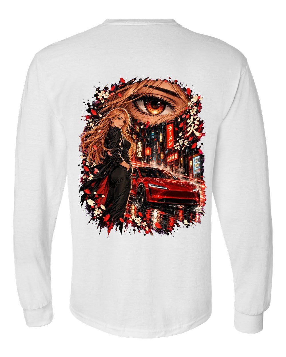Tesla Model 3 Highland Anime Girl Long Sleeve White back