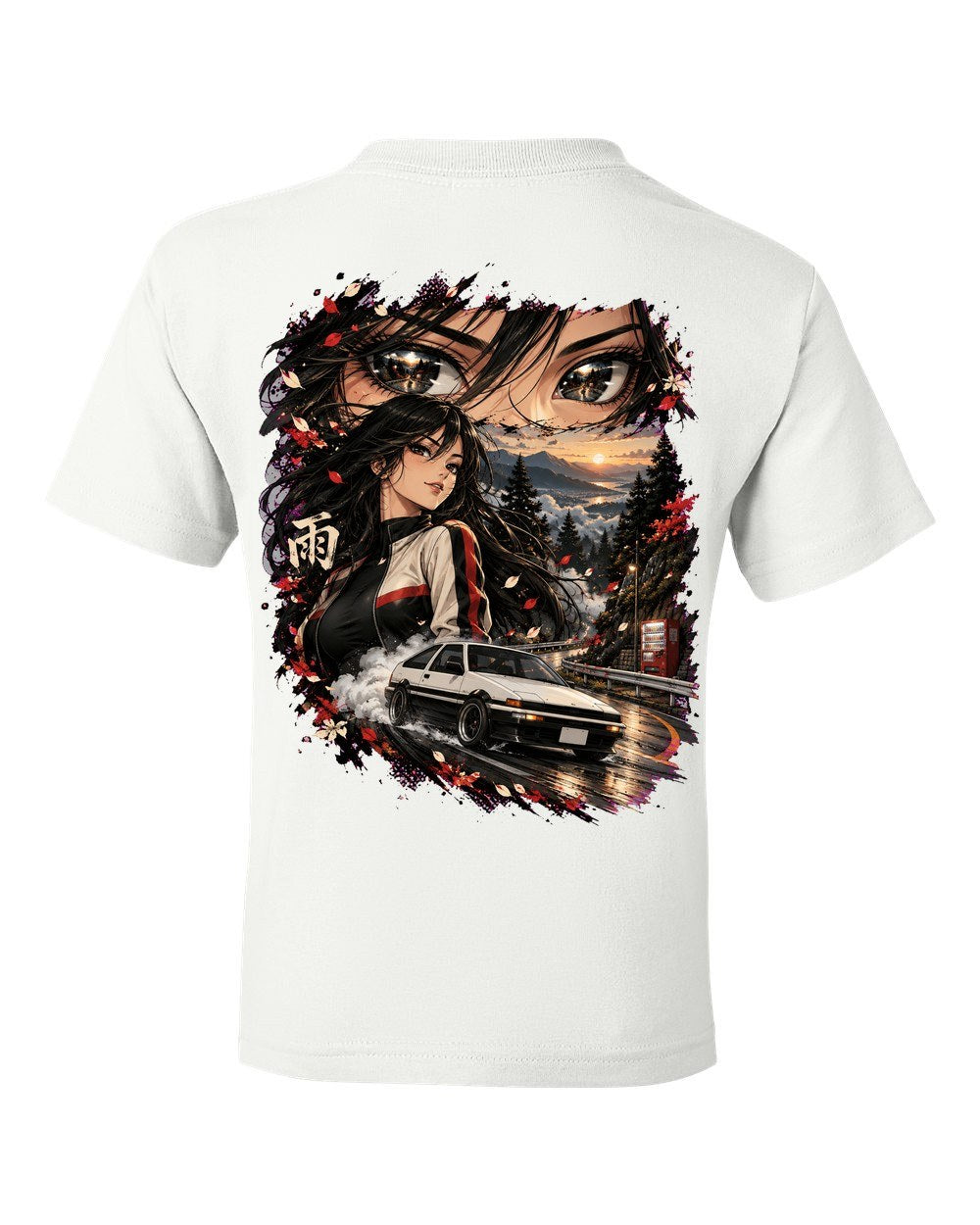 Toyota AE86 Anime Girl Kids Tee White back