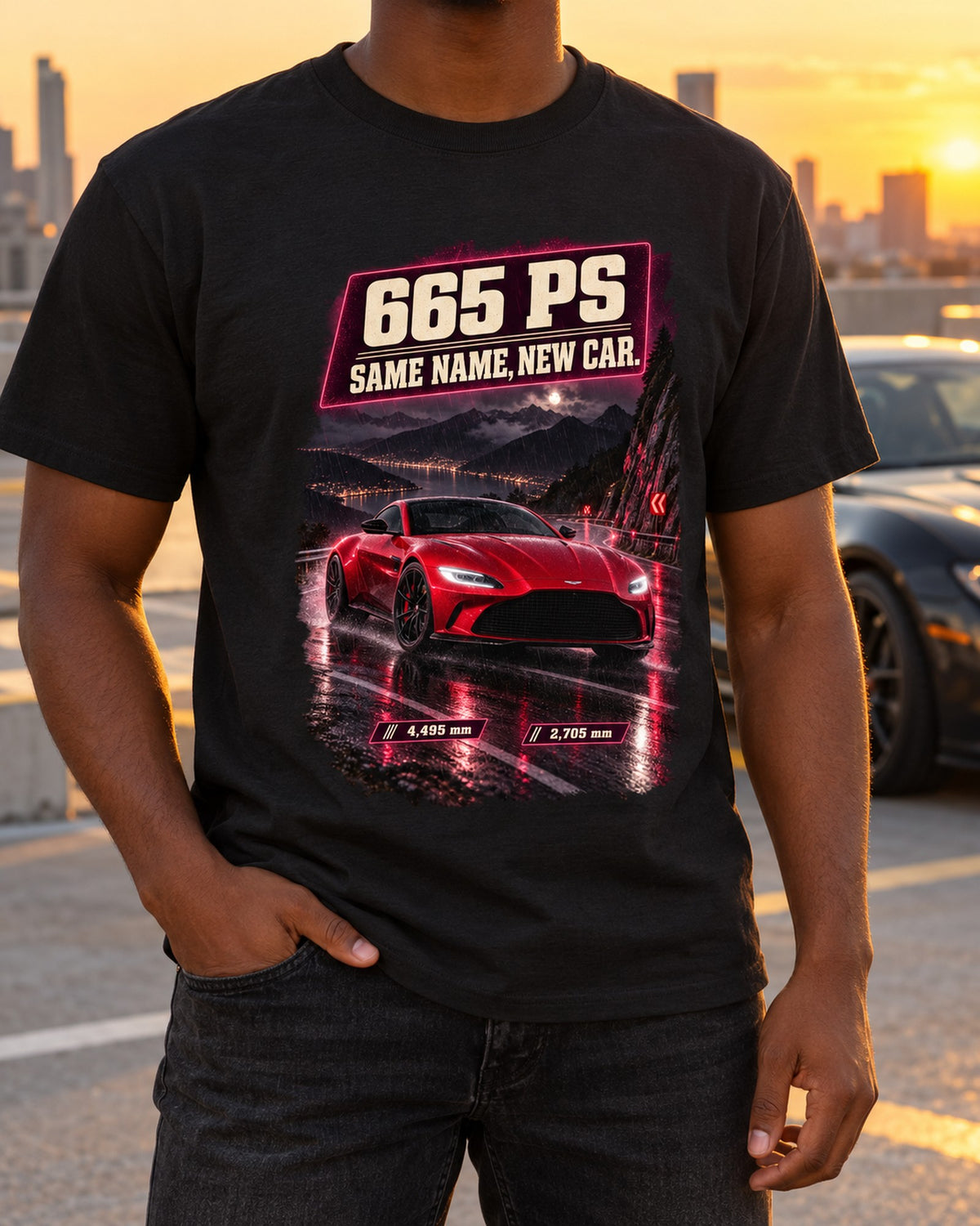 Aston Martin Vantage 2024 Touge Night Shirt, 665 PS T-Shirt Black worn hero