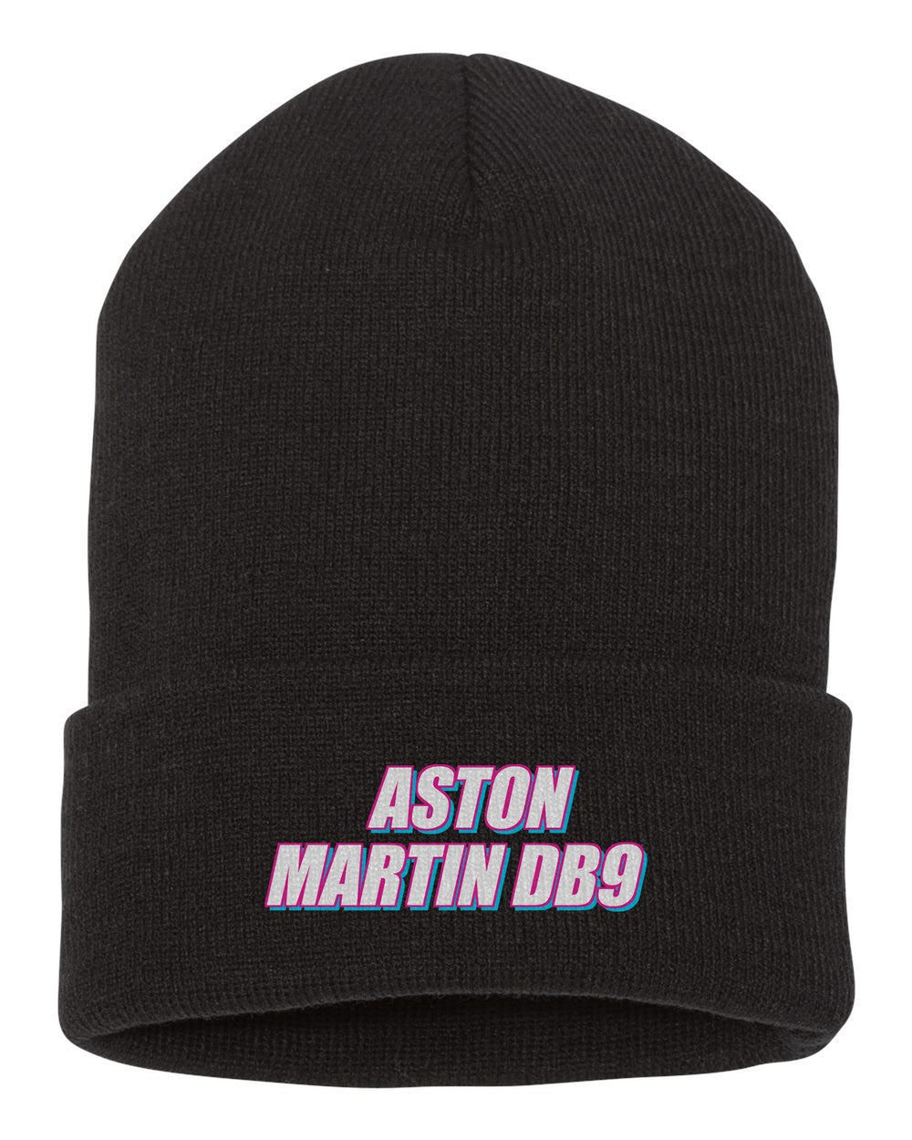 Aston Martin Db9 black beanie front view with car name