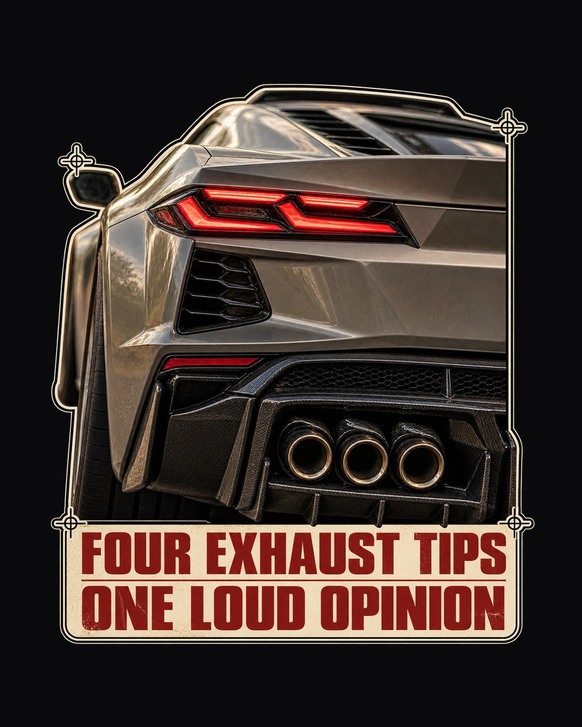 Chevrolet Corvette C8 Z06 Taillight Macro Tee, Four Exhaust Tips design only