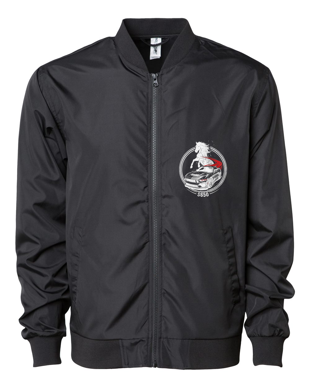 Mustang S650 Stallion Bomber Jacket — Black front emblem