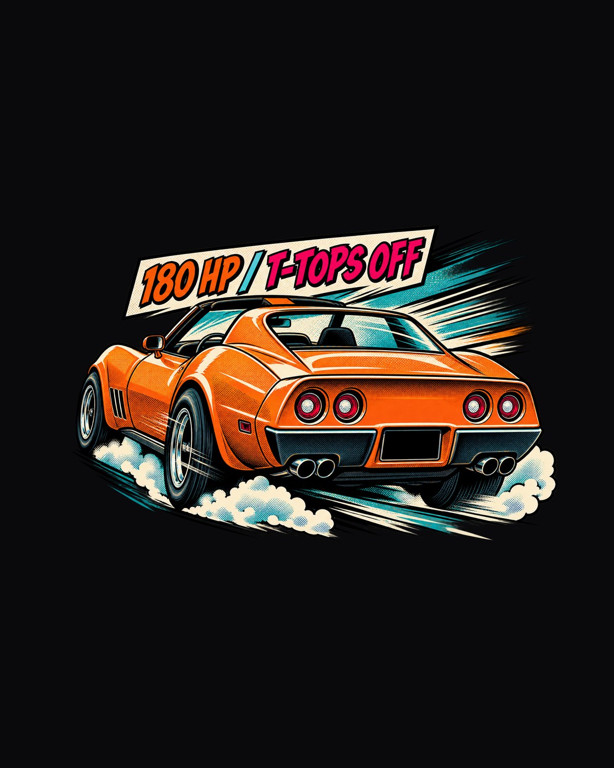 1977 Corvette C3 Stingray Retro Manga Panel Shirt, T-Tops Off design only