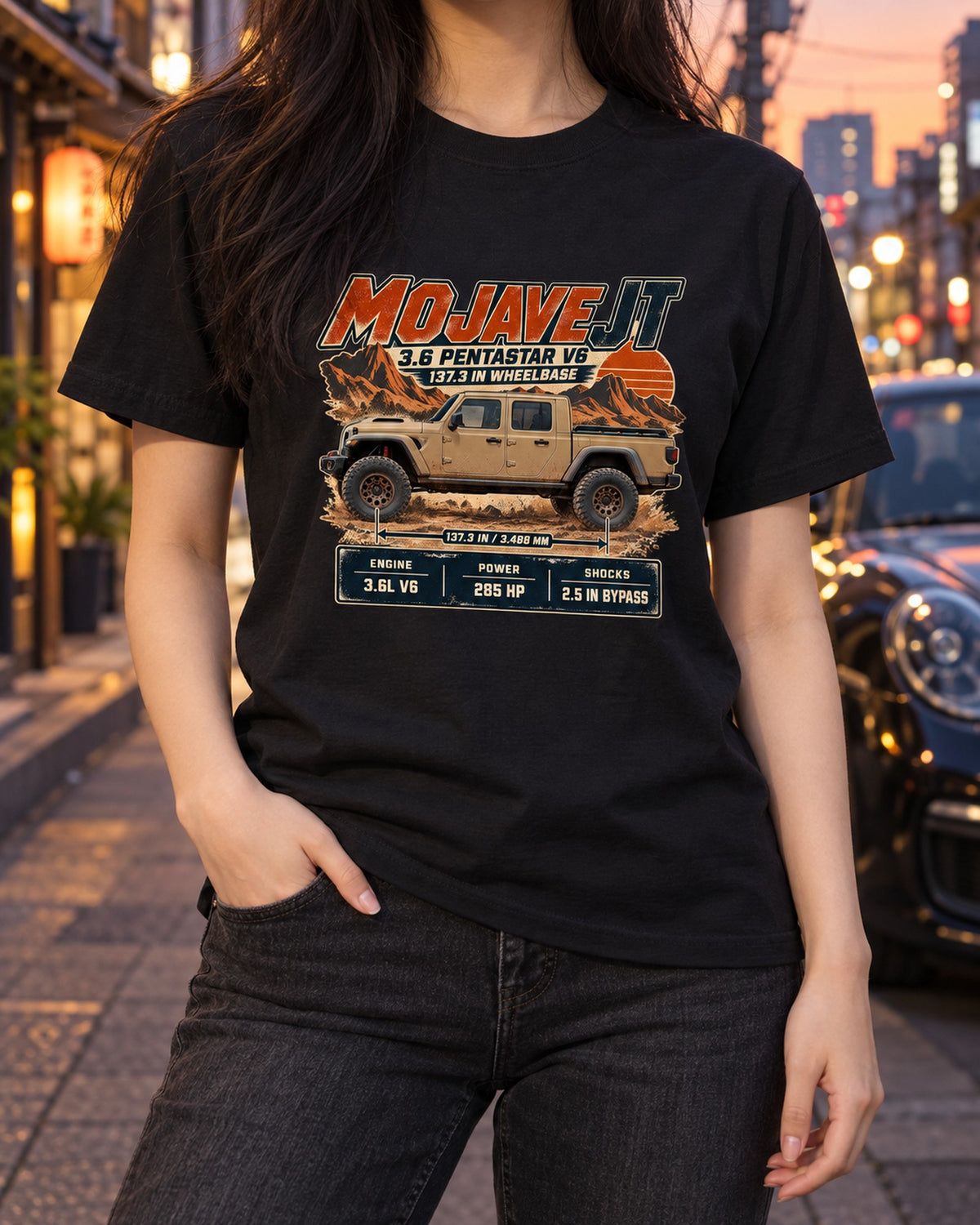Jeep Gladiator Mojave JT Spec Poster Shirt, Truck Guy Gift T-Shirt Black worn hero