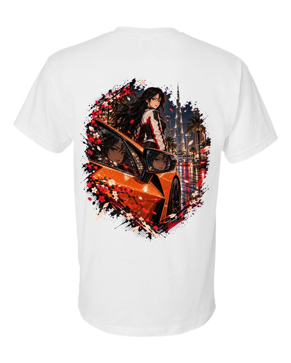 Lamborghini Revuelto Anime Girl T-Shirt White back
