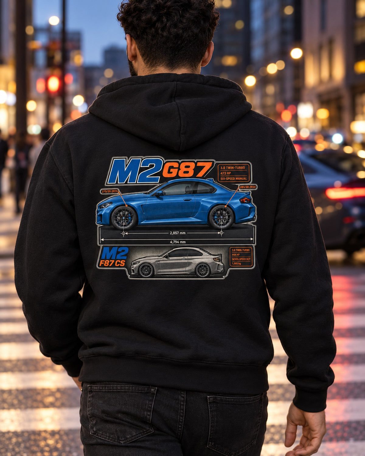 BMW M4 G82 Dimension Blueprint Shirt, Six-Speed Manual Car Tee Zip Hoodie Black worn hero