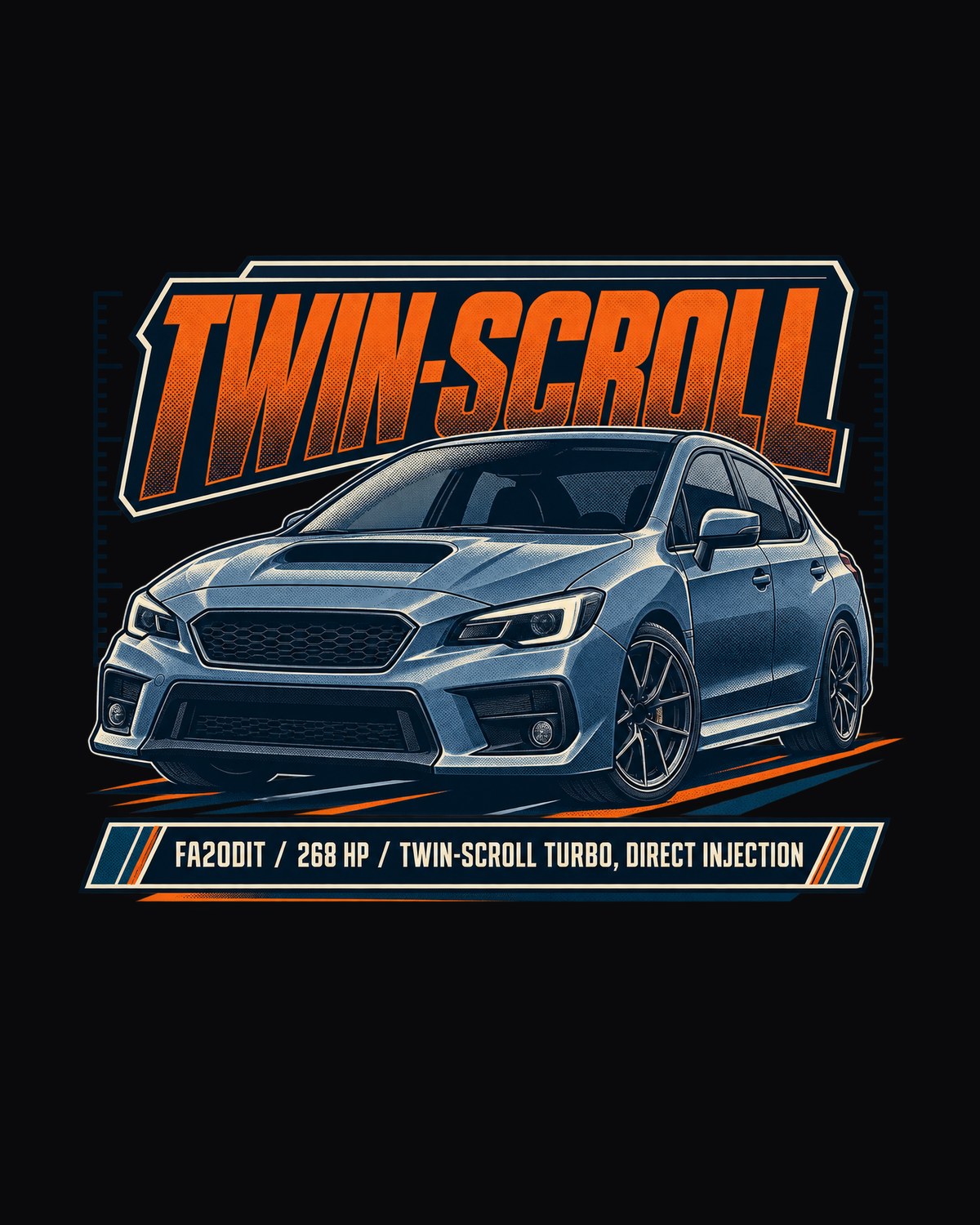 Subaru WRX VA FA20DIT Halftone Statement Tee, 268 HP design only