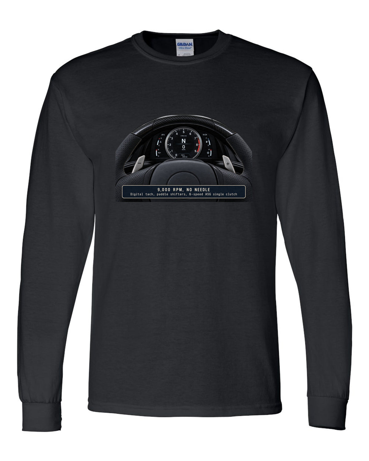 Engine hero print of the Lexus LFA 1LR-GUE 4.8 L V10 black long sleeve front view with the design