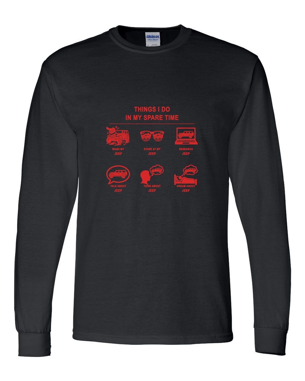 Jeep Things I Do Long Sleeve Black front