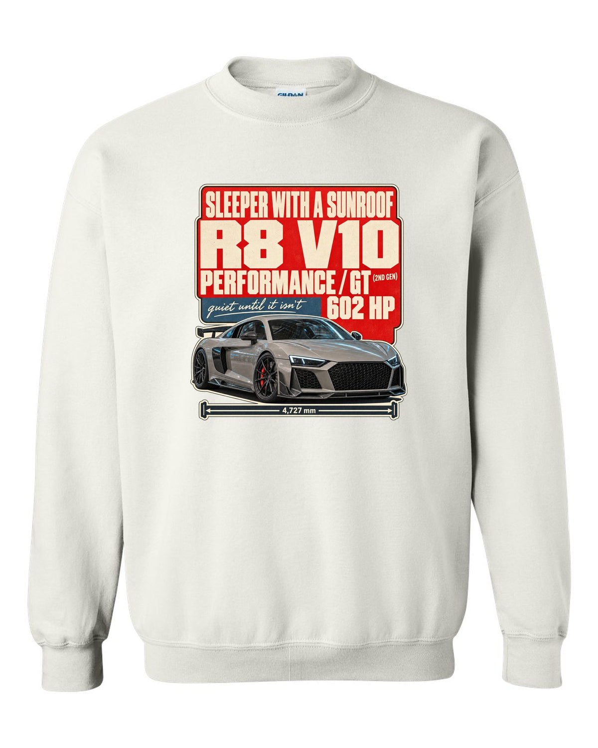 Audi RS7 Sportback C8 street poster print design white crewneck front view with the design