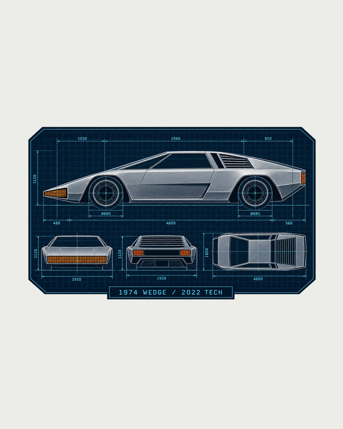Hyundai N Vision 74 Blueprint Wedge Shirt, 2022 Concept Car design only