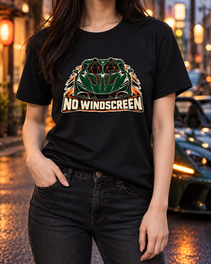 Open Elva Linocut Shirt, McLaren Elva 2020 Car Guy Tee T-Shirt Black worn hero