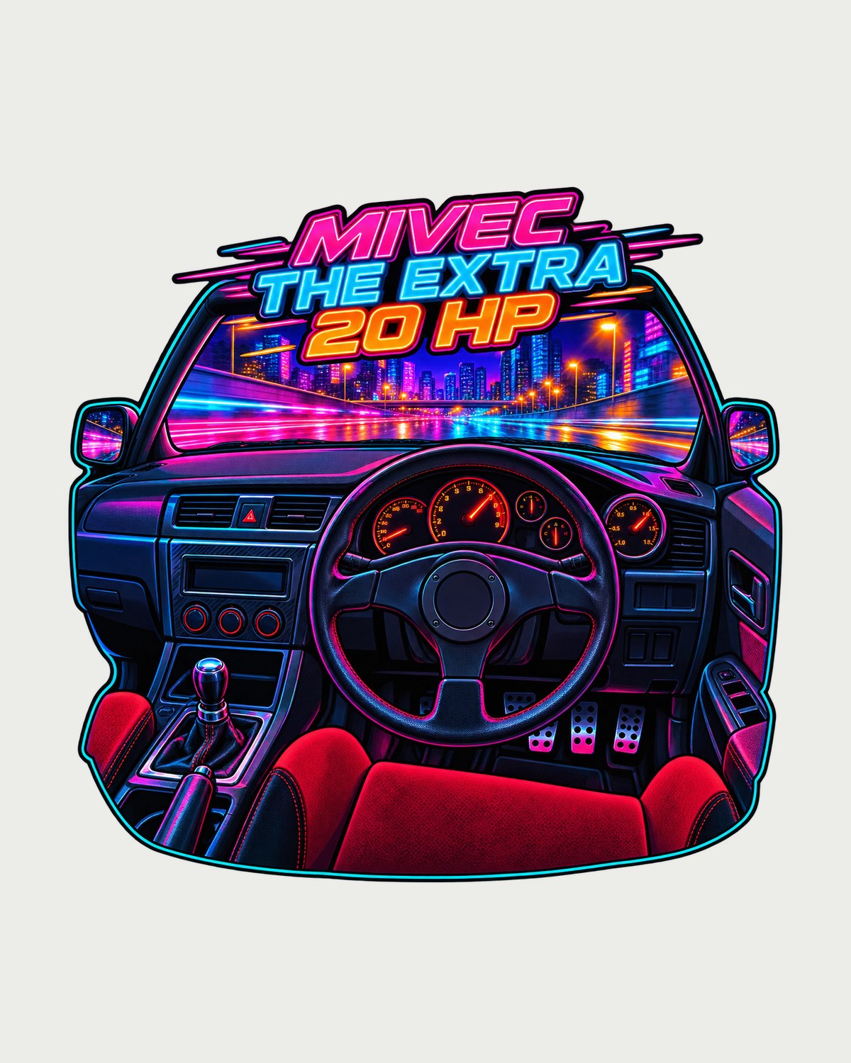 Mitsubishi Lancer Evolution IX MR CT9A Neon Gauge Cluster Shirt design only