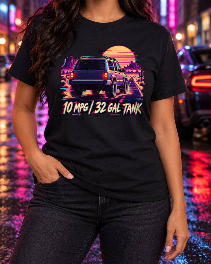 Hummer H2 VHS Glitch Desert Horizon Shirt, 10 MPG Car Tee T-Shirt Black worn hero