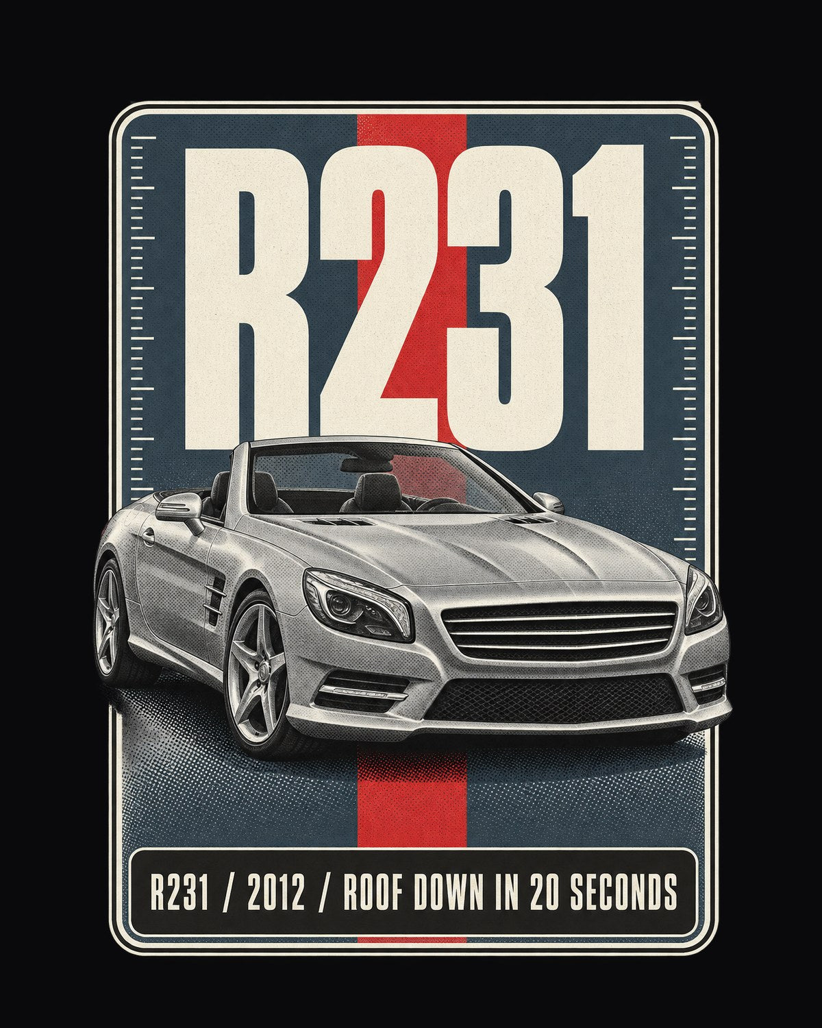 Mercedes-Benz SL R231 Halftone Statement Tee, Roof Down design only