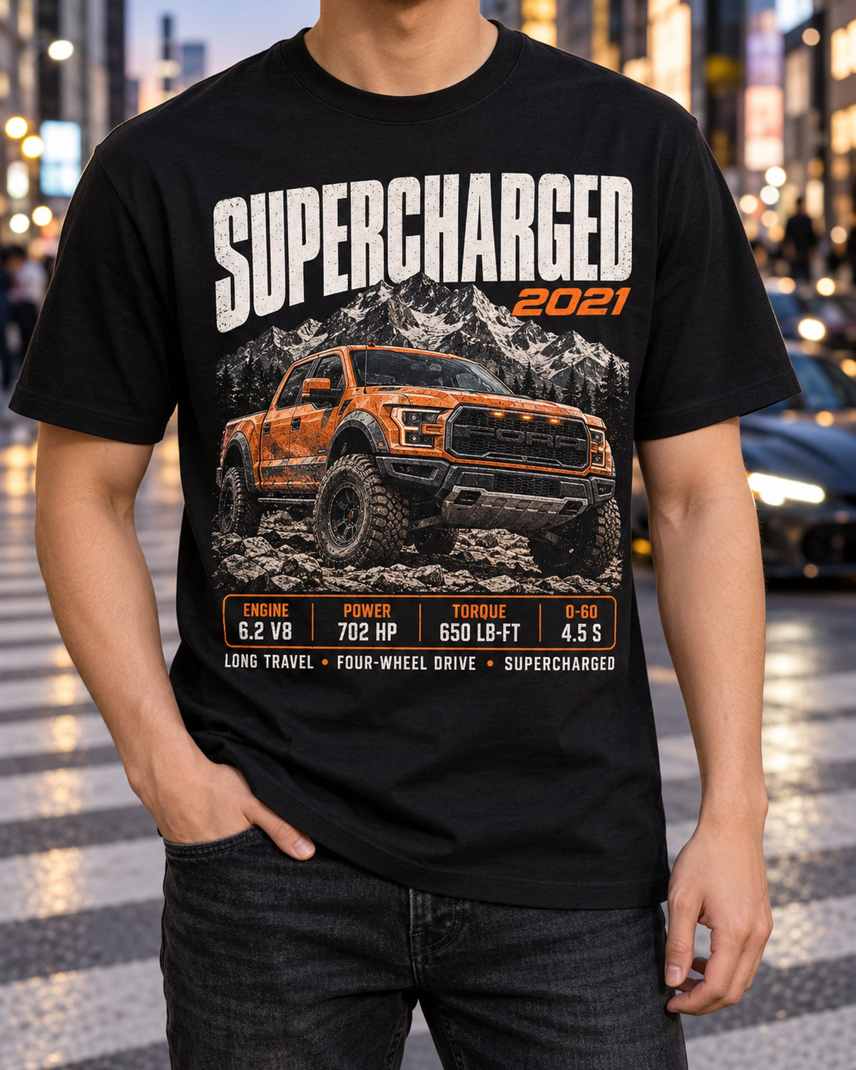 Ram 1500 TRX 2021 Supercharged Archive Shirt, 702 HP T-Shirt Black worn hero
